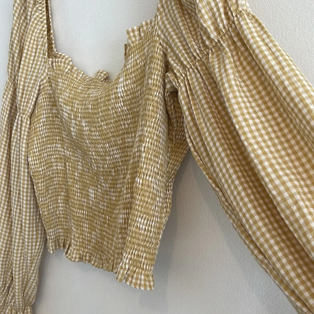 Urban Outfitters Yellow Gingham Crop Top | Size Large - Picture 8 of 8